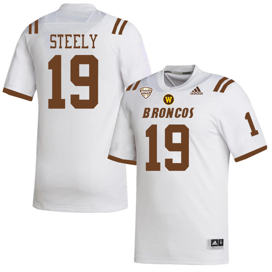 #19 Braden Steely Western Michigan Broncos College Football Jerseys Stitched-White